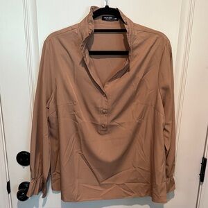 Tan Long Sleeve Blouse